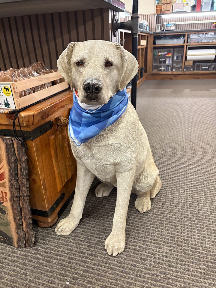 Photos of us at Brownfield's store in Estes Park, Colorado.