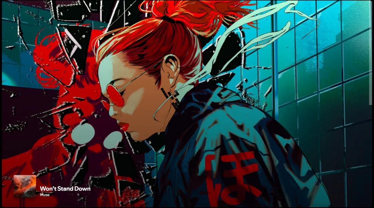 Pantalla completa del sencillo Unravelling de Muse.