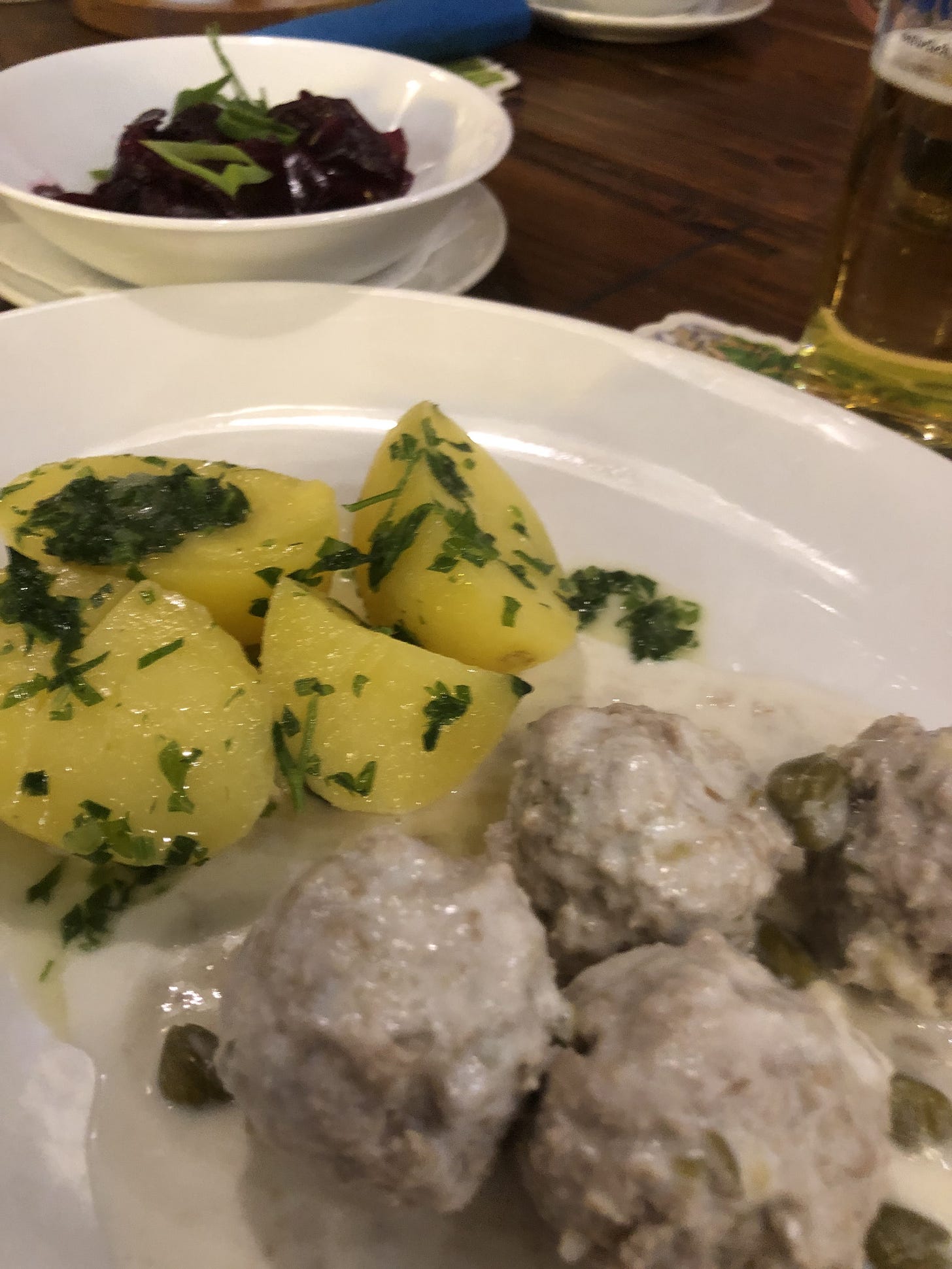 Königsberger Klopse being served in the former city of Königsberg. (Photo by Gabriele Goldstone)
