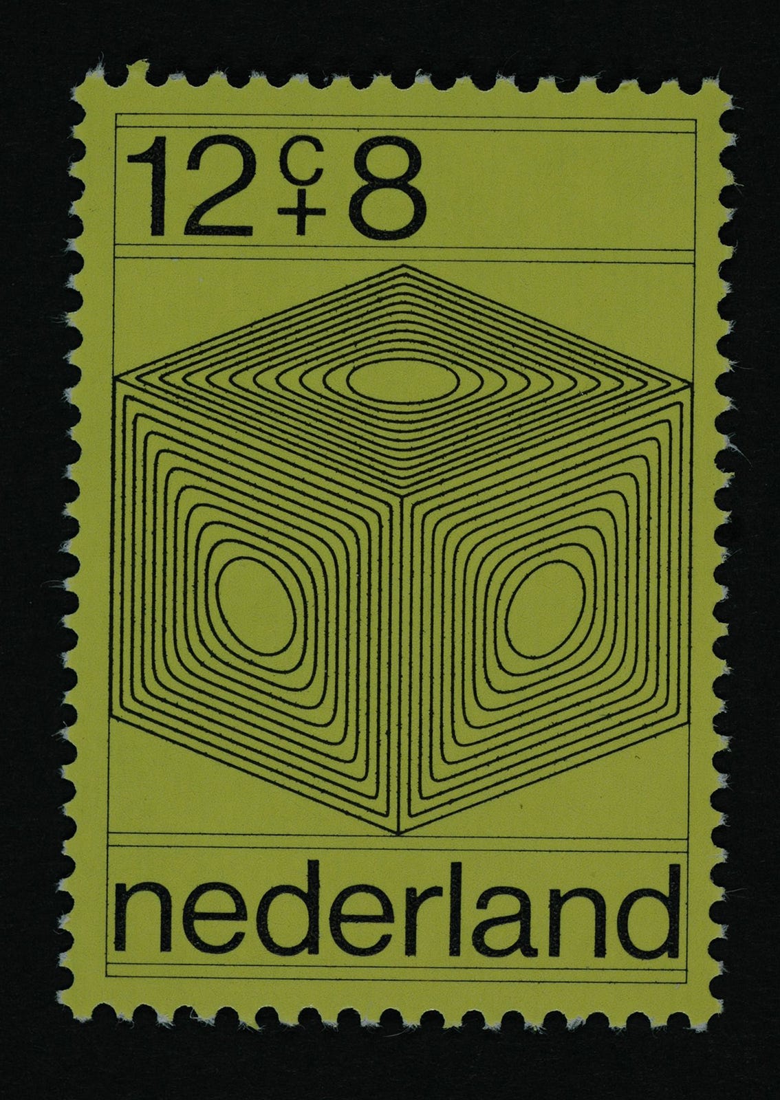 Ootje Oxenaar, Postzegel Nederland 1970, Zomerpostzegel Isometrische projectie van cirkel naar vierkant, 1970 [Postzegelontwerpen, postzegels en affiches, Nationaal Archief, Den Haag]