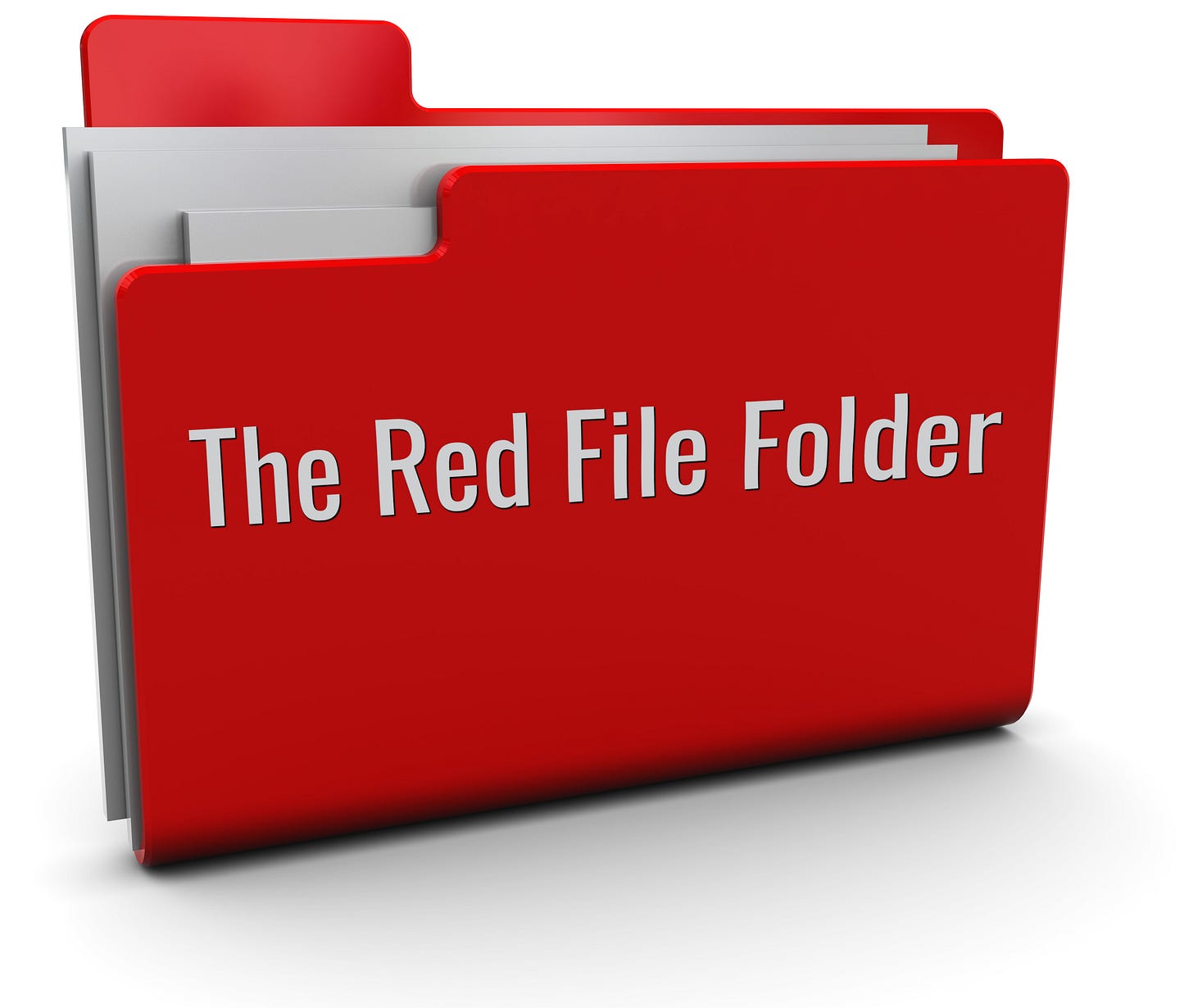 An image of a stylized red file folder, with the text The Red File Folder on it