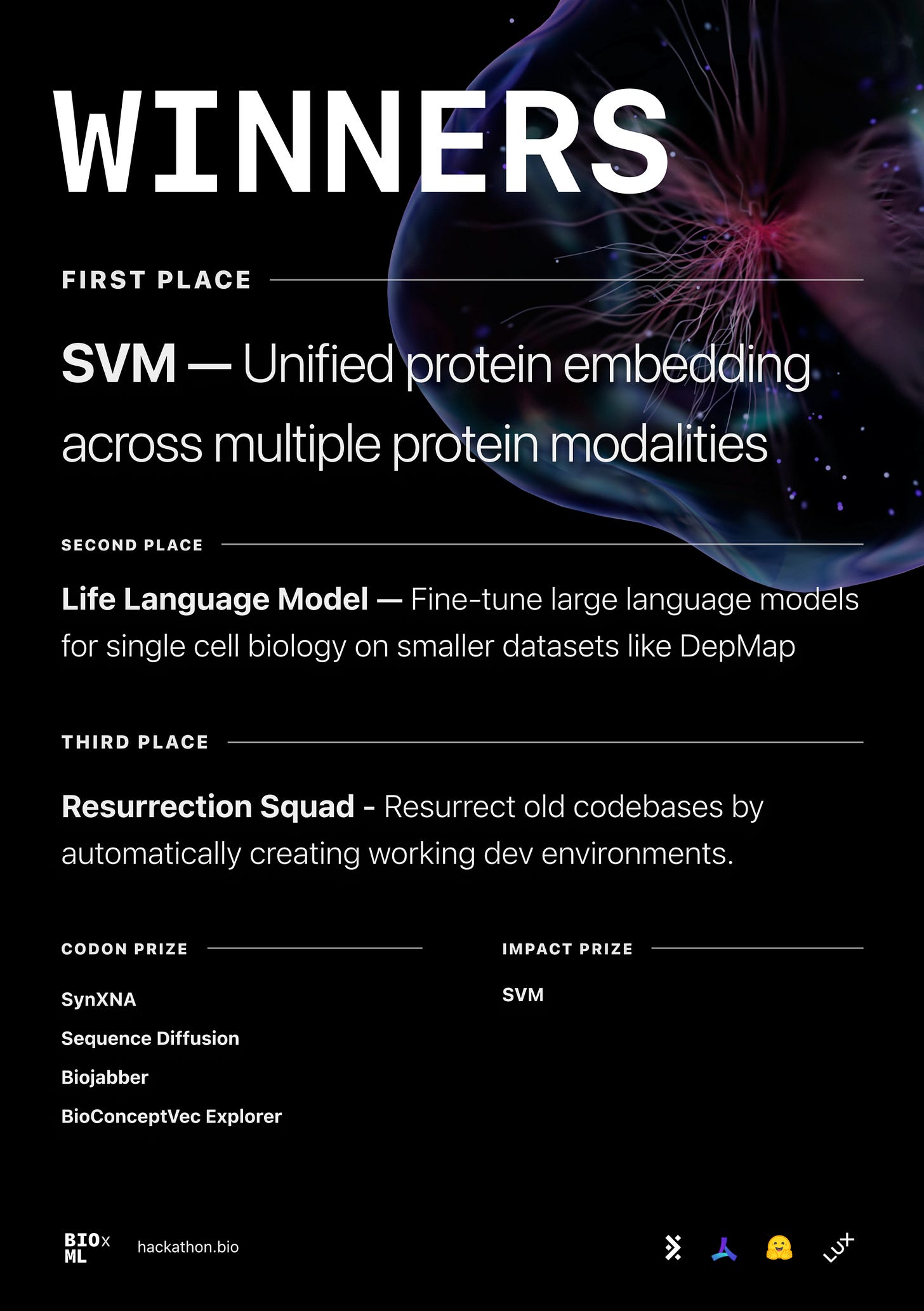 Winners of the Bio x ML Hackathon Winners of the Bio x ML Hackathon