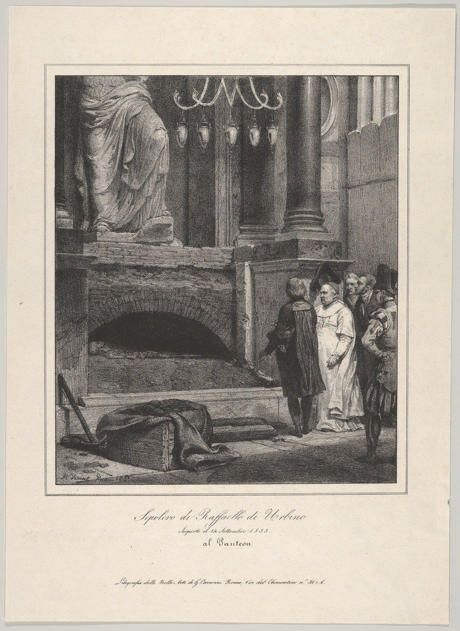 The tomb of Raphael opened in 1833