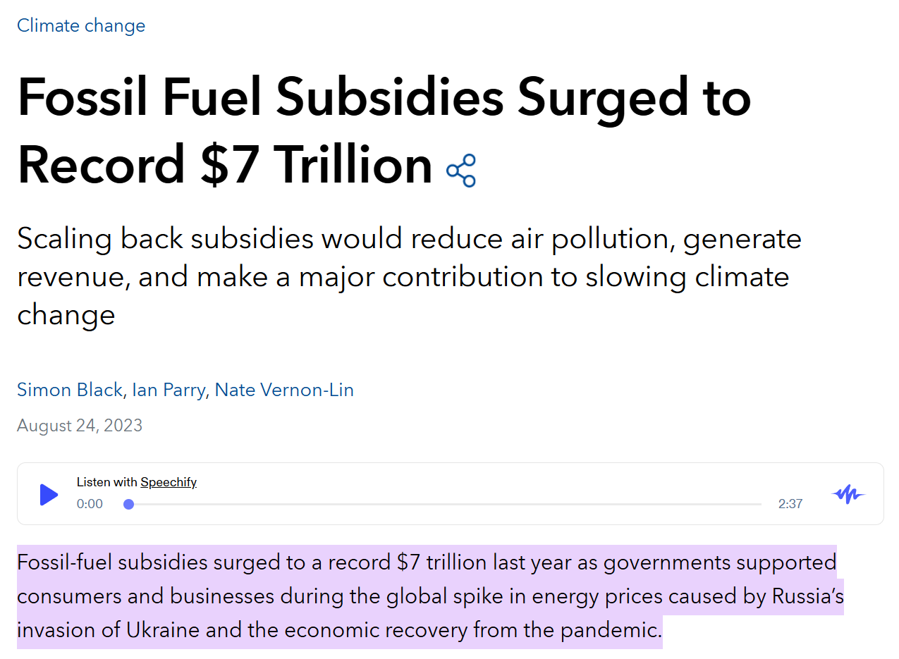 The Fossil Fuel Subsidies Lie: Claim that fossil fuels receive a ...
