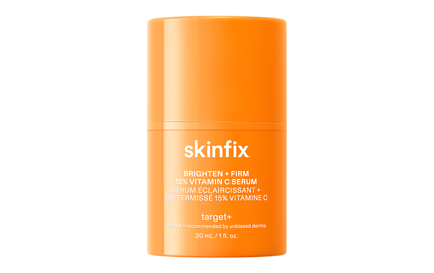 Orange skincare serum container with 'skinfix' branding on a white background Orange skincare serum container with 'skinfix' branding on a white background