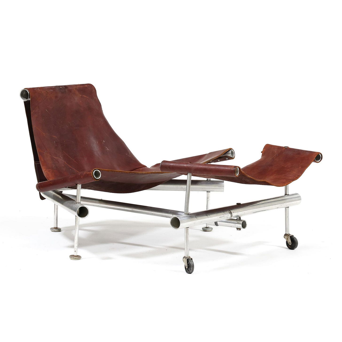 Max Gottschalk (American, 1909-2005), Metal and Leather Lounge Chair with Ottoman