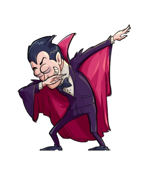 Premium Vector | Illustration of a funny vampire doing the dab move.