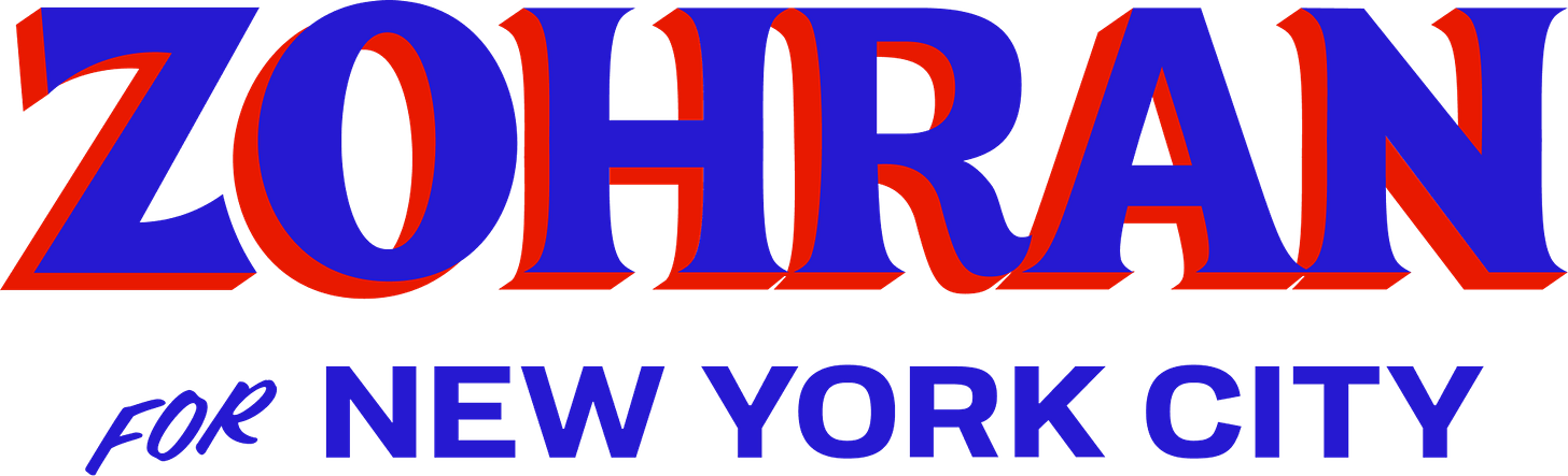 Blue Zohran for NYC wordmark in PNG format