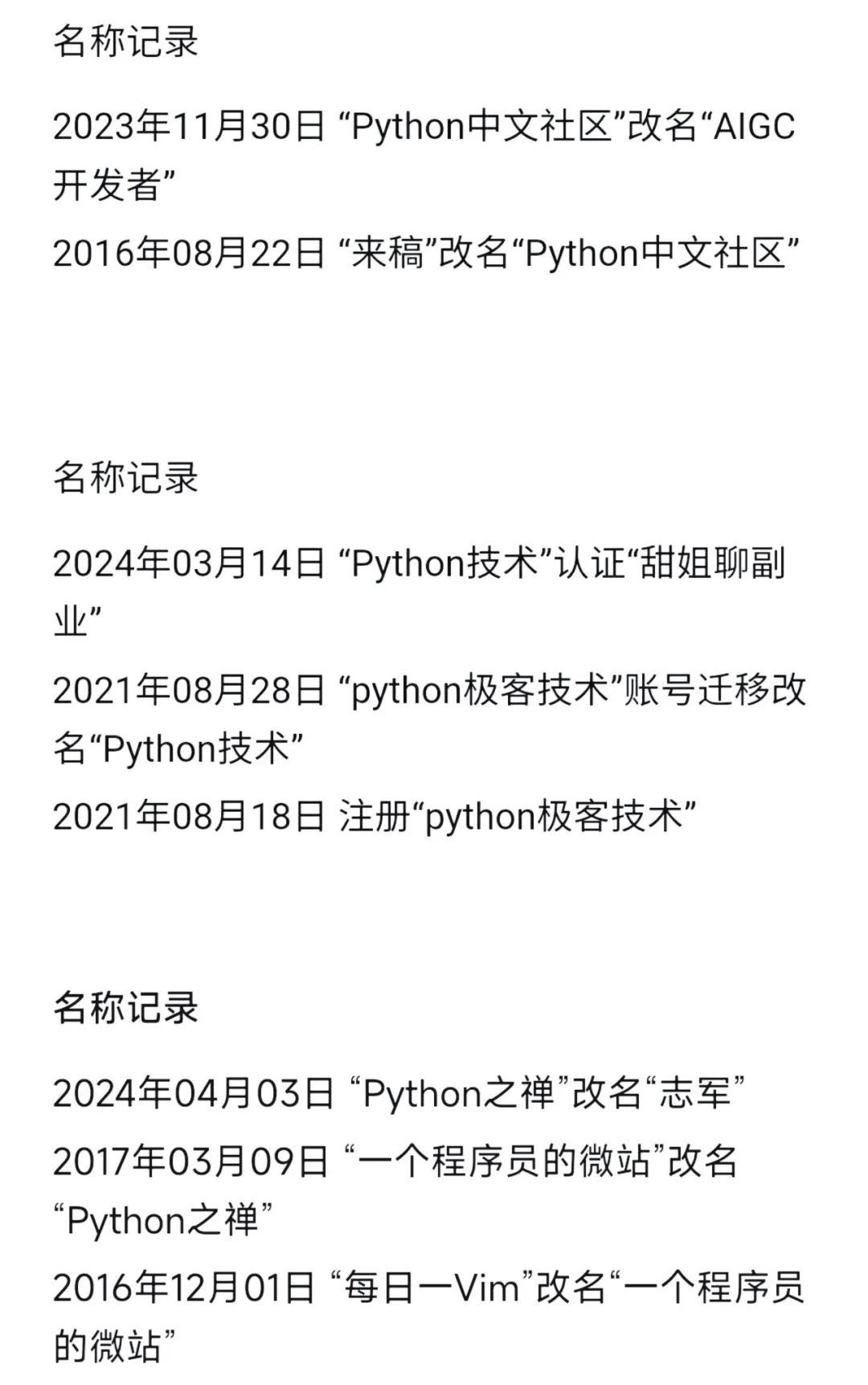 最近改名/转行的Python大号 最近改名/转行的Python大号