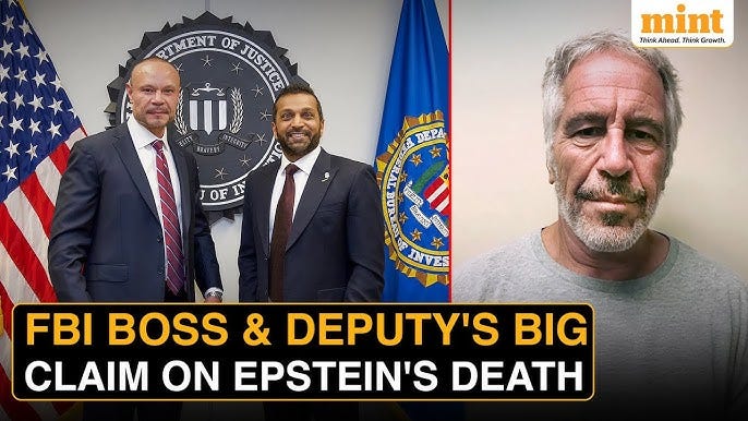 'No Evidence Indicating Otherwise...', Here's What FBI Chief Patel & Deputy  Bongino Said On Epstein
