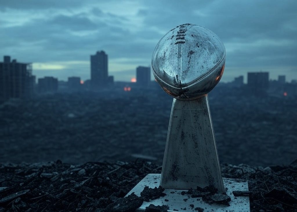 Out-of-bounds Super Bowl LIX is a billion-dollar spectacle. From NFL dynasties to gambling records, it dominates American culture's decline.