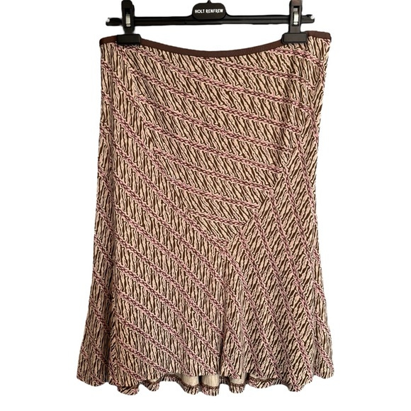 Diane Von Furstenberg 100% Silk Midi Skirt Sz 12 Y2K Funky Abstract Retro Fairy - Picture 1 of 11