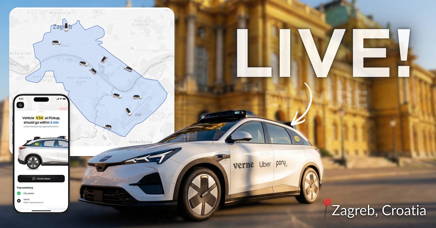Verne robotaxi service launches for PUBLIC in Zagreb with 9 robotaxis, first-ever paid rides in Europe