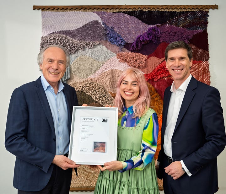 Images of Maryann Moodie with Proudly Human Founders and CEO Dr Alan Finkel and Trevor Woods 