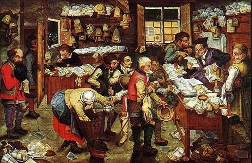Paying the Tax (The Tax Collector) by Pieter Brueghel the Younger, 1620-1620 AD, Oil on Panel Painting, Brussels, Belgium, tax collector, taxes, peasants, village, payment, money, oil painting, panel, pieter brueghel the younger, 17th century