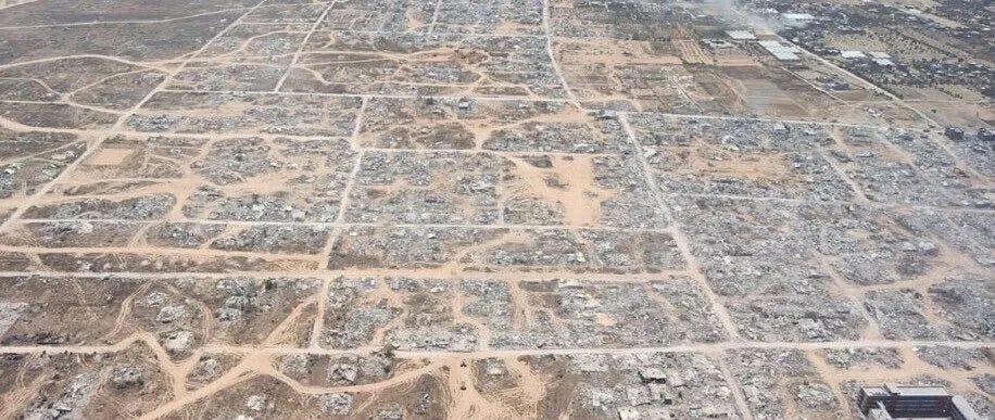 Khuzaa, a town in the Gaza Strip razed to the ground. Khuzaa, a town in the Gaza Strip razed to the ground.