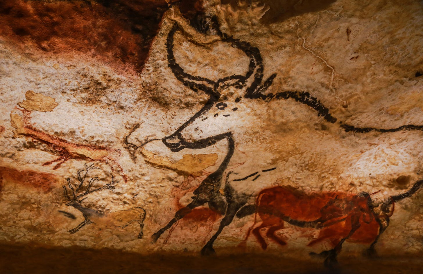 Images of animals, wall painting in the Lascaux Cave. International Centre for Cave Art