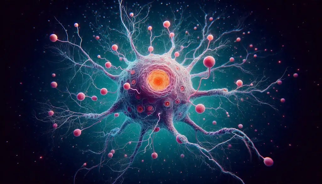 Microglia surrounding and interacting with beta-amyloid plaques in the brain