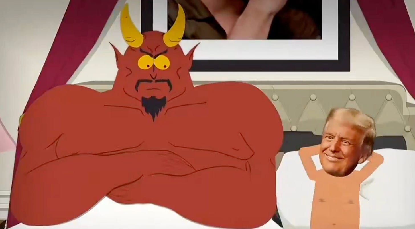 South Park makes Donald Trump penis joke as they show him in bed with Satan