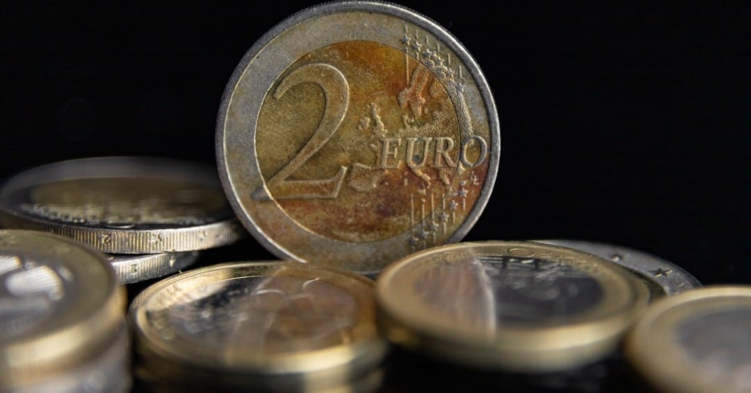 a close up of a two euro coin