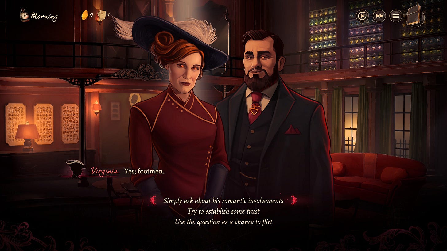 Οι επιλογές σε έναν διάλογο στο Mask of the Rose