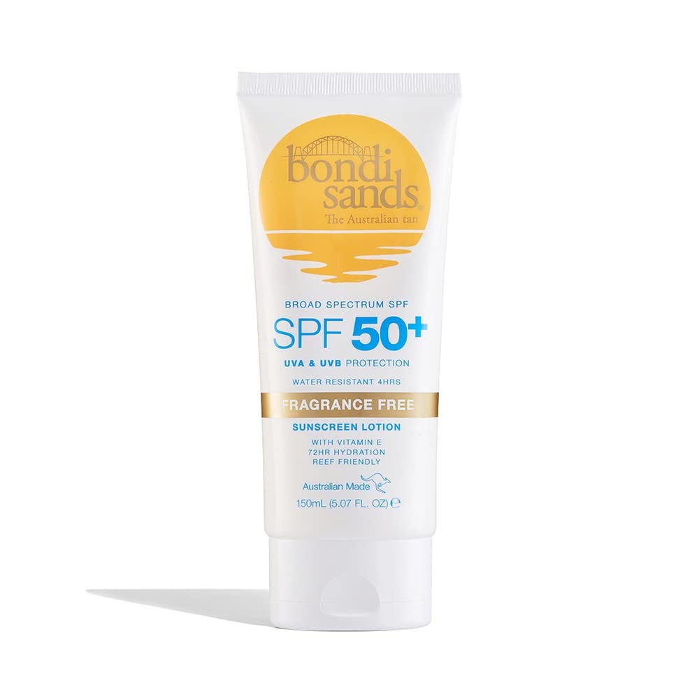 Bondi Sands Fragrance Free Sunscreen Lotion SPF 50+ | Non-Greasy  Broad-Spectrum Formula Moisturises, Soothes, and Protects Skin, Water  Resistant Up To 4 Hours, Vegan + Cruelty Free | 150 mL/5.07 Oz :  Amazon.co.uk: Beauty