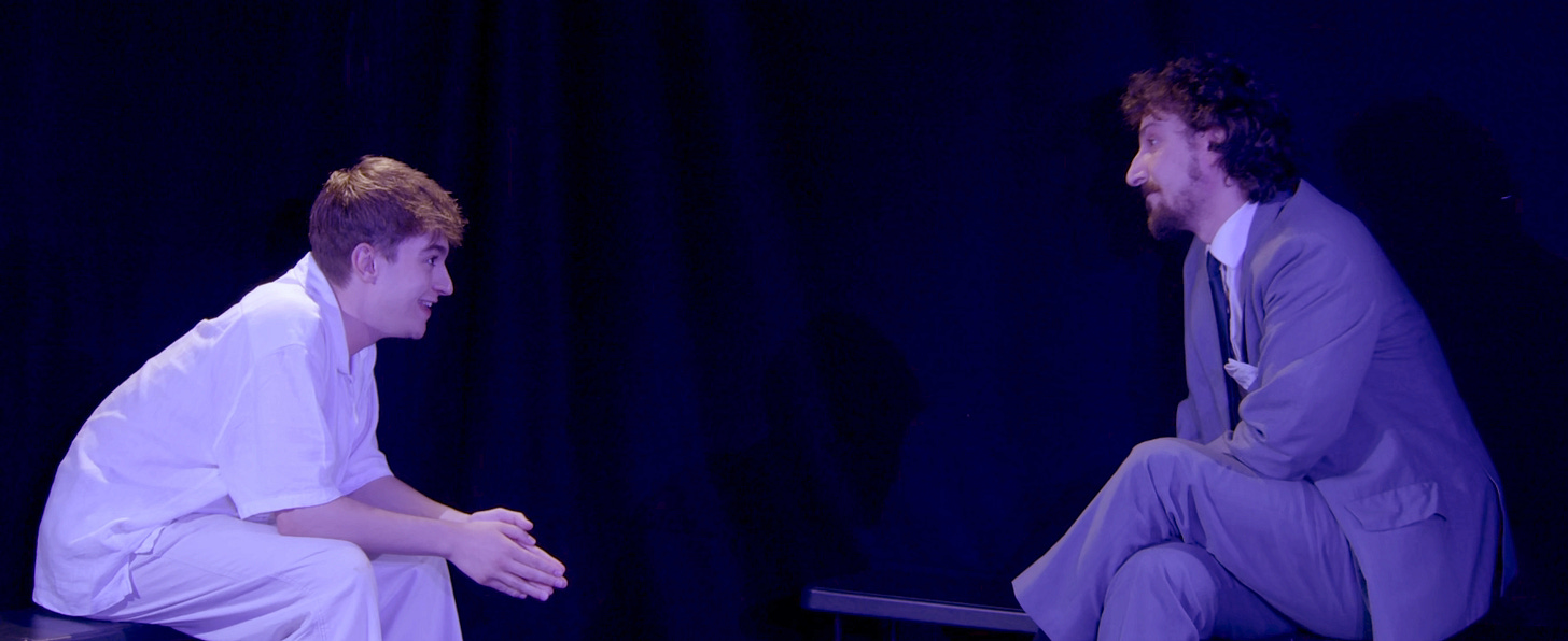 Ollie Hiemann as Bassanio and Gabriel Bird as Antonio, A Pound of Flesh, Edinburgh Fringe 2025