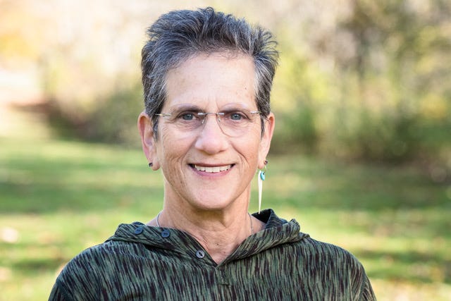 Author photo on left; book cover on right