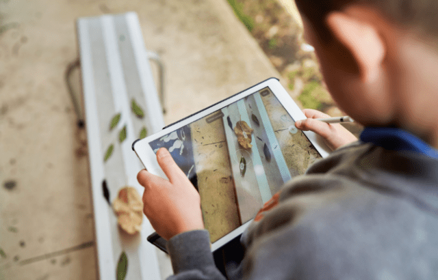 St Therese Catholic Primary School student Brock Blackley uses the Measure app to demonstrate his understanding of a new concept from his math class. St Therese Catholic Primary School student Brock Blackley uses the Measure app to demonstrate his understanding of a new concept from his math class.