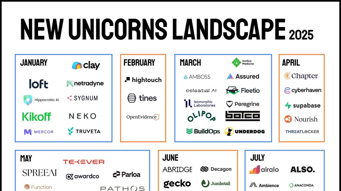 New Unicorns Landscape 2025