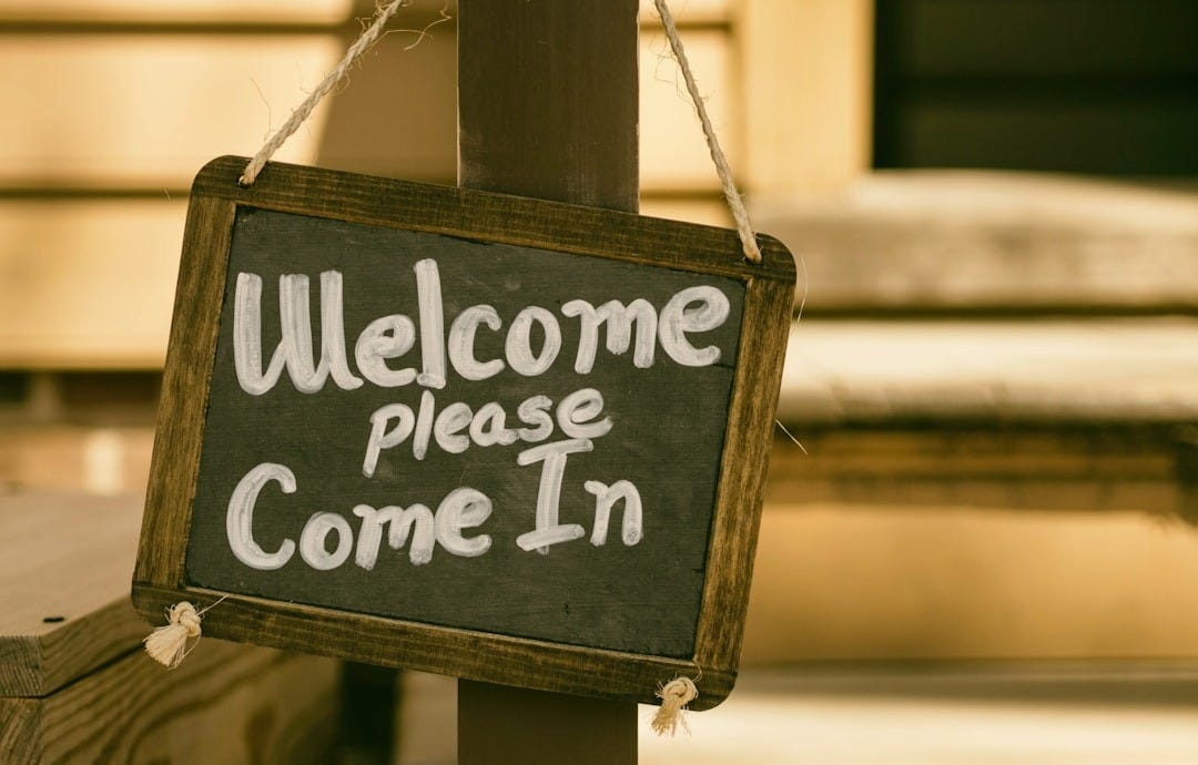 welcome signage on focus photography