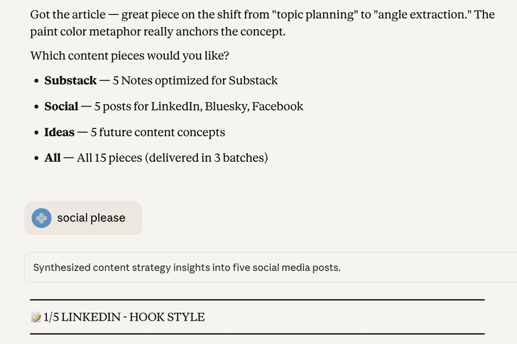 screenshot of the project results in Claude AI