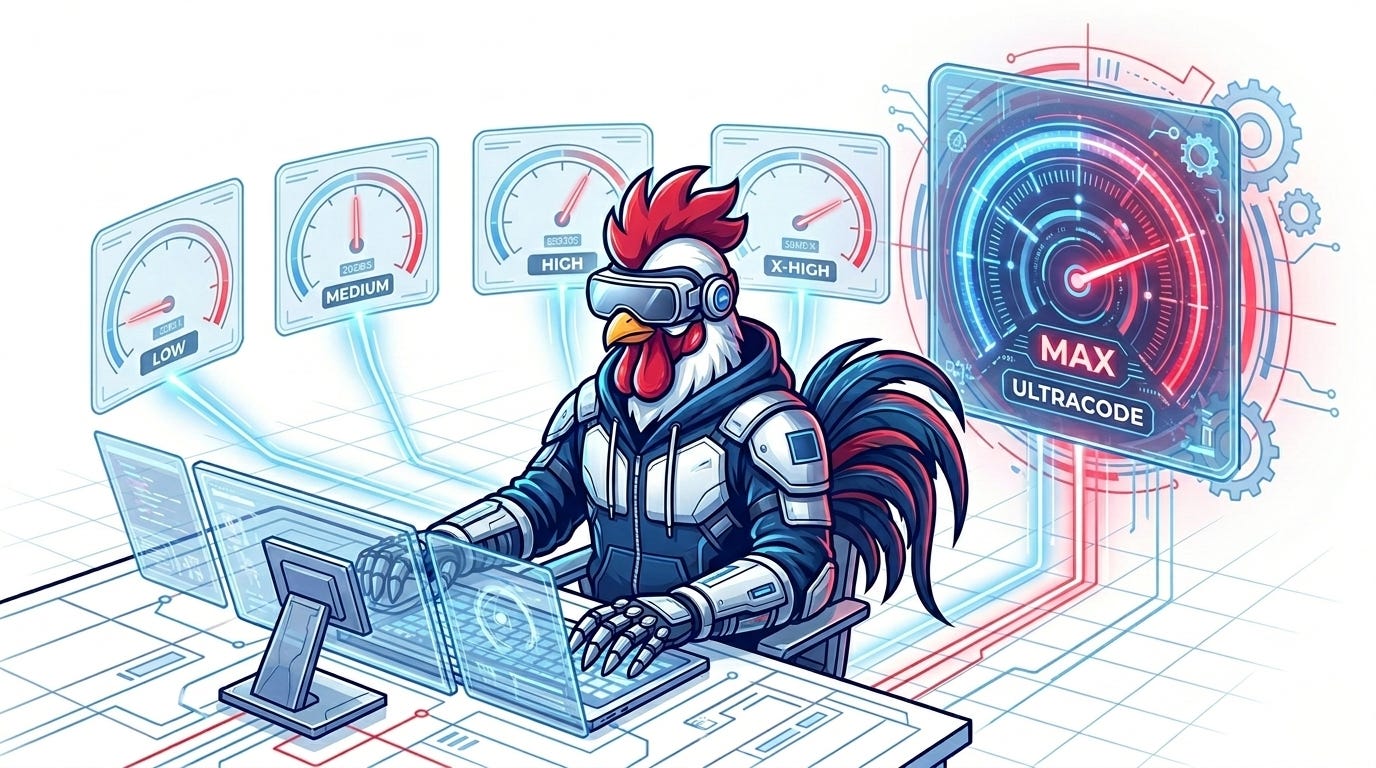 Mascotte CodeCodeCoders sur un ordinateur, choisissant le niveau d'effort de Claude Code Mascotte CodeCodeCoders sur un ordinateur, choisissant le niveau d'effort de Claude Code