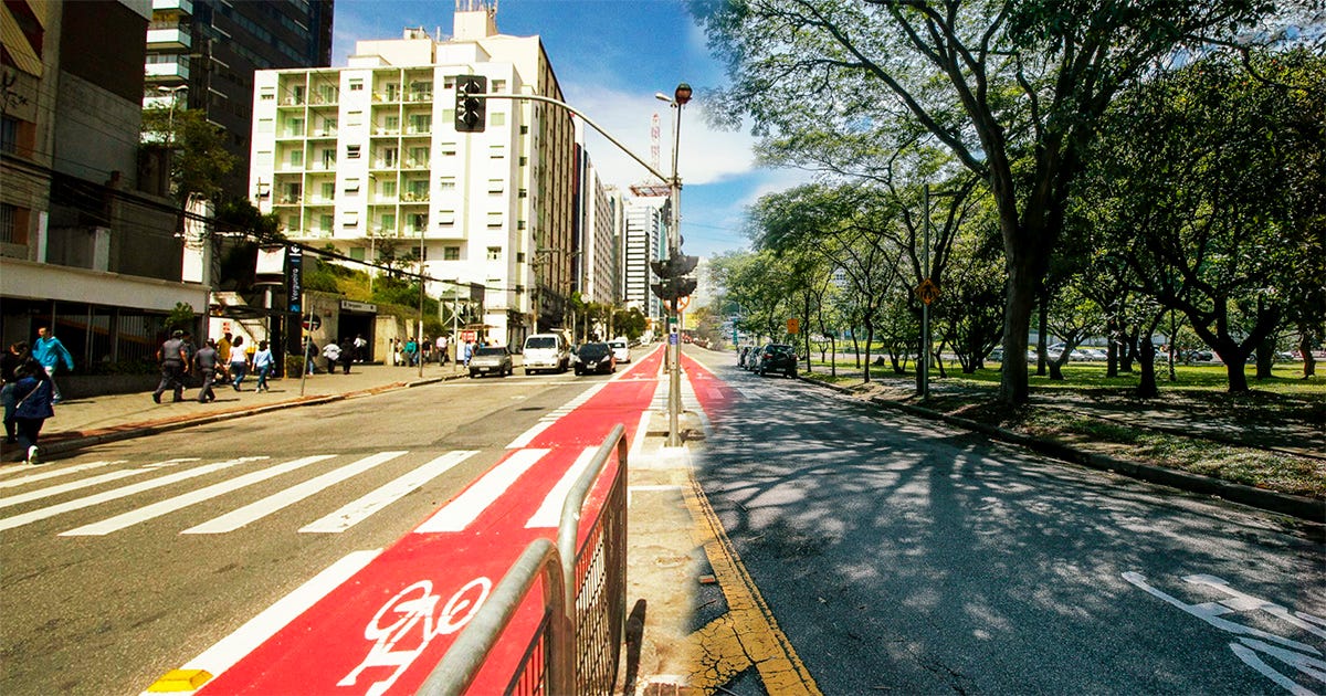 ilustração esquemática de uma rua urbana dividida ao meio: um lado sem arborização, com sobreposição de cores quentes indicando calor; o outro lado com uma árvore, sombra e sobreposição de cores frias indicando temperatura mais baixa. ilustração esquemática de uma rua urbana dividida ao meio: um lado sem arborização, com sobreposição de cores quentes indicando calor; o outro lado com uma árvore, sombra e sobreposição de cores frias indicando temperatura mais baixa.