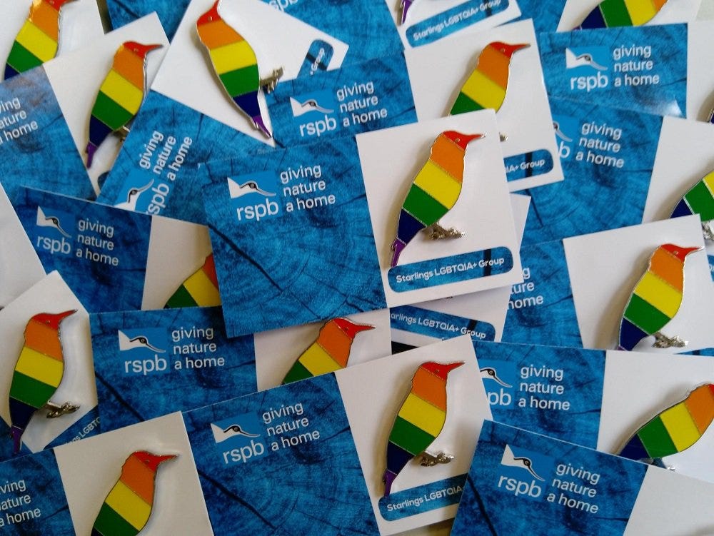 RSPB on X: "Join us @PrideInLondon this weekend and look out for our super  starling pin badges! We want to inspire a truly inclusive movement of  people who love nature. Find out