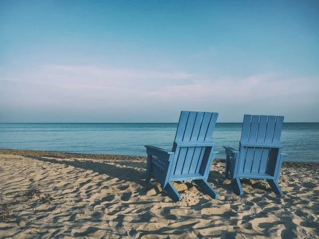 Beach Blue chairs on the beach