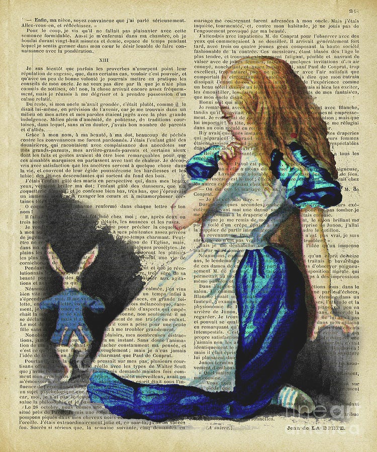 White Rabbit Alice In Wonderland Adventure Digital Art by Trindira A