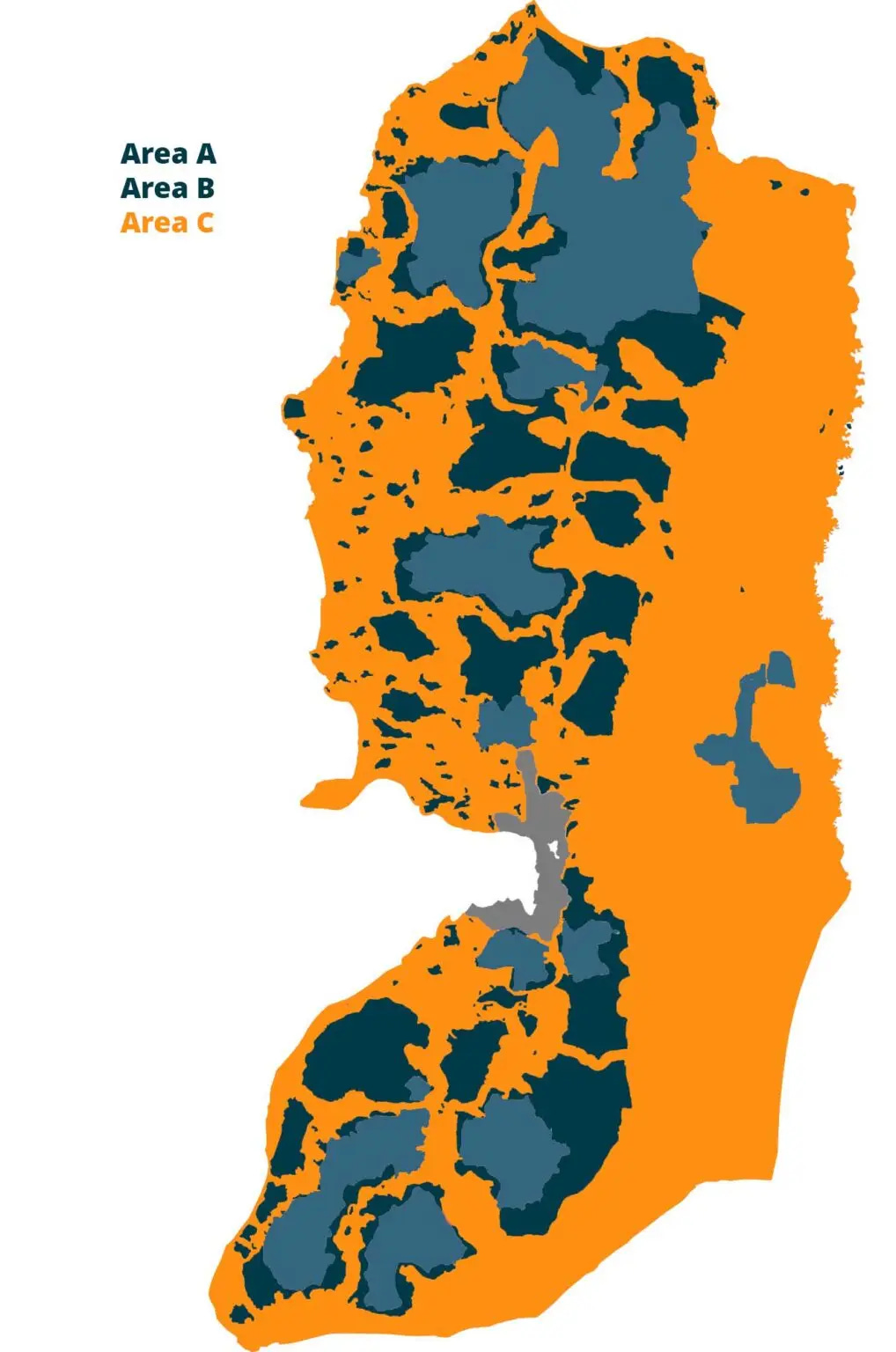 Map of Area A, Area B and Area C of the West Bank Map of Area A, Area B and Area C of the West Bank