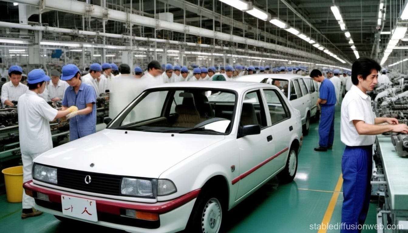 Japanese Car Factory with Turkish Workers in 1990s | Stable Diffusion Online Japanese Car Factory with Turkish Workers in 1990s | Stable Diffusion Online