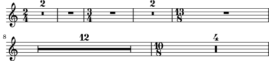 A series of very long rest periods with multiple time signatures but no notes to be played at all