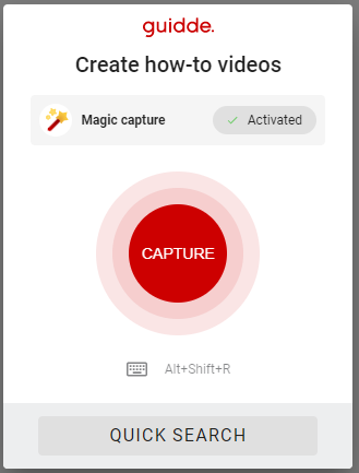 Guidde "Capture" button