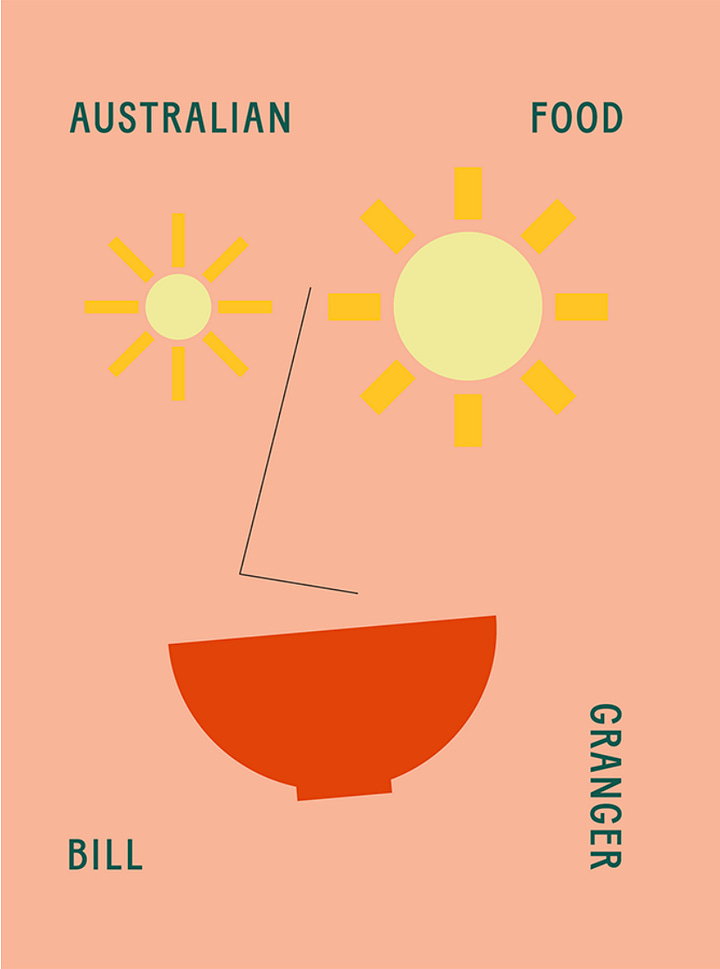 A photo of Bill Granger and the cover of his most recent cookbook