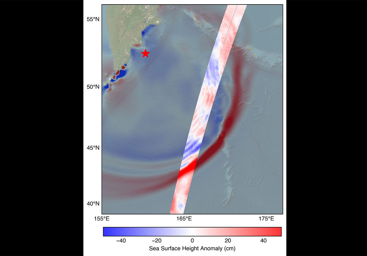 The SWOT satellite caught the leading edge of the tsunami wave