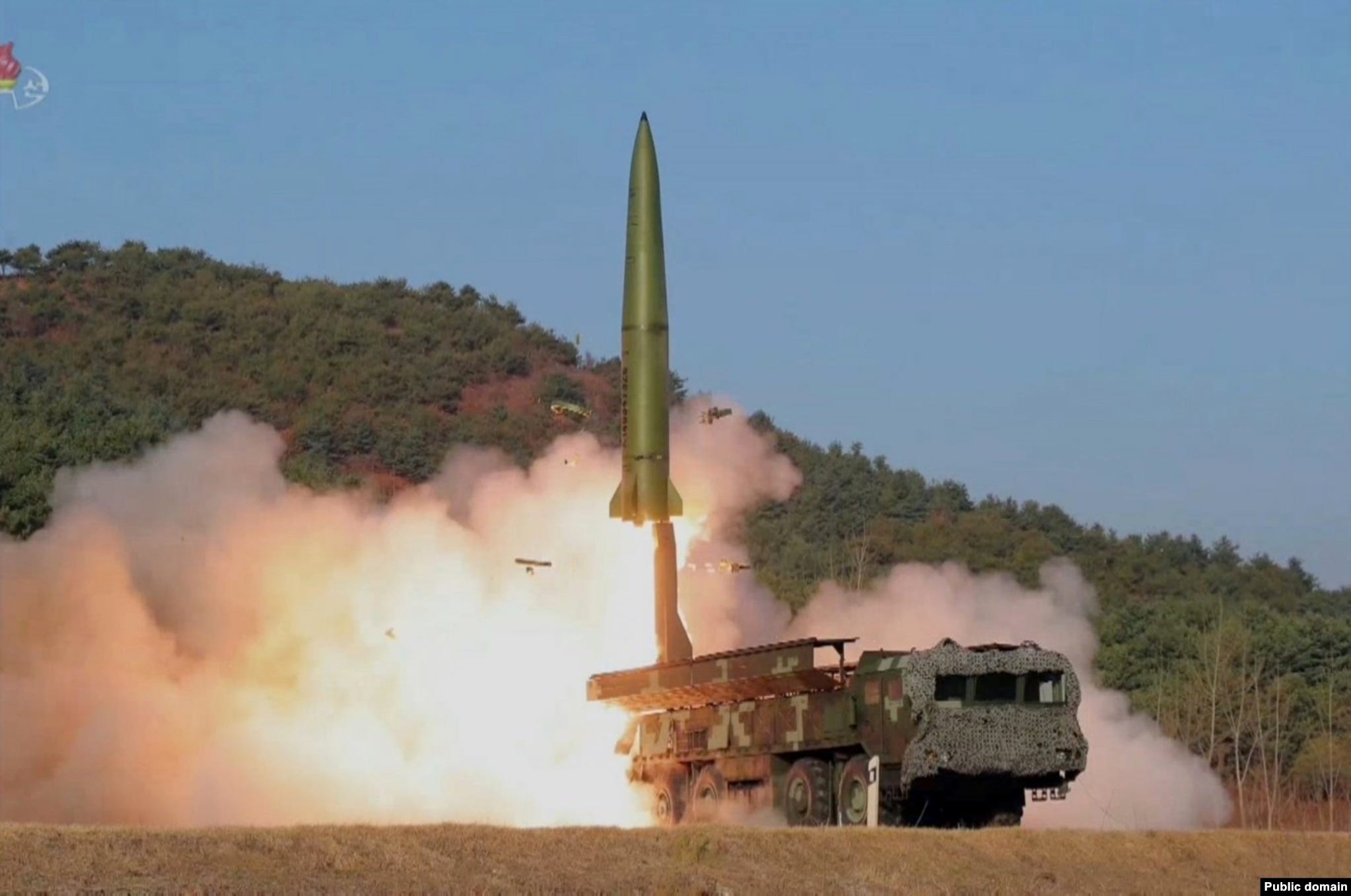 A file photo of a KN-23 solid-fueled tactical ballistic missile being launched during a drill in North Korea.&nbsp; Ukraine has not specified which North Korean missiles they believe have been used by Russia, but analysts have pointed to&nbsp;the KN-23, which looks outwardly almost identical to the Russian Iskander and/or the KN-24, an apparent copy of the U.S.-made ATACMS.