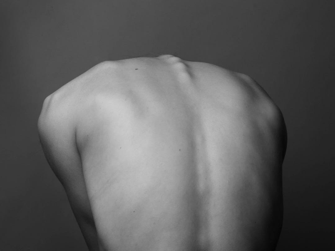 grayscale photo of persons back
