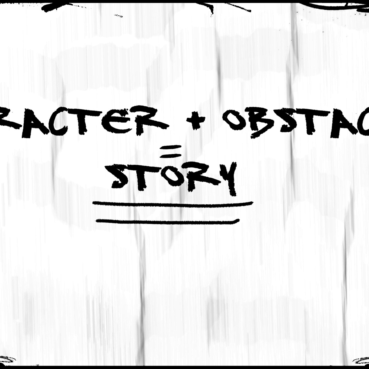 CHARACTER + OBSTACLE = STORY logo