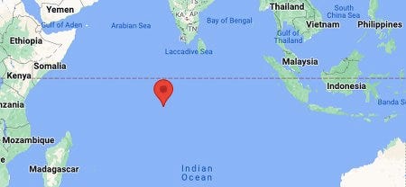 Loalisation de l'archipel de Chagos dans l'Océan Indien Loalisation de l'archipel de Chagos dans l'Océan Indien