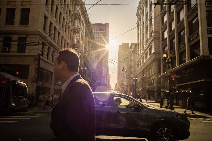 Commuters in downtown San Francisco.