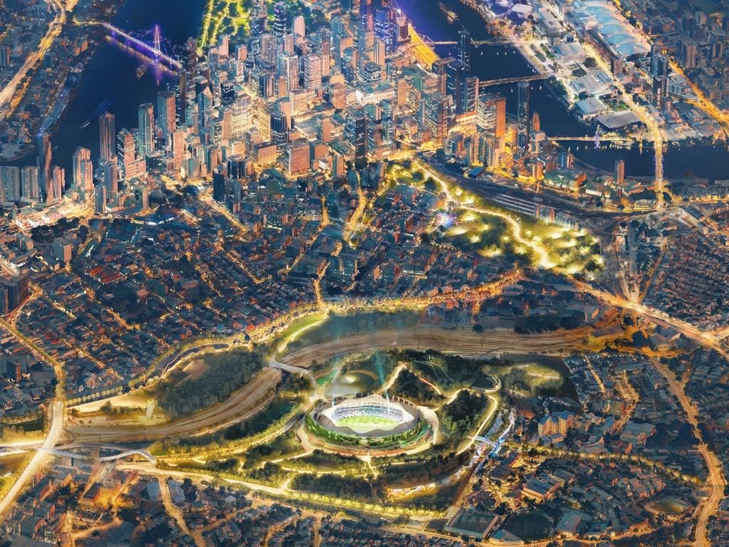 New artist impression of the proposed Brisbane 2032 Olympic Stadium. Picture Queensland Government New artist impression of the proposed Brisbane 2032 Olympic Stadium. Picture Queensland Government