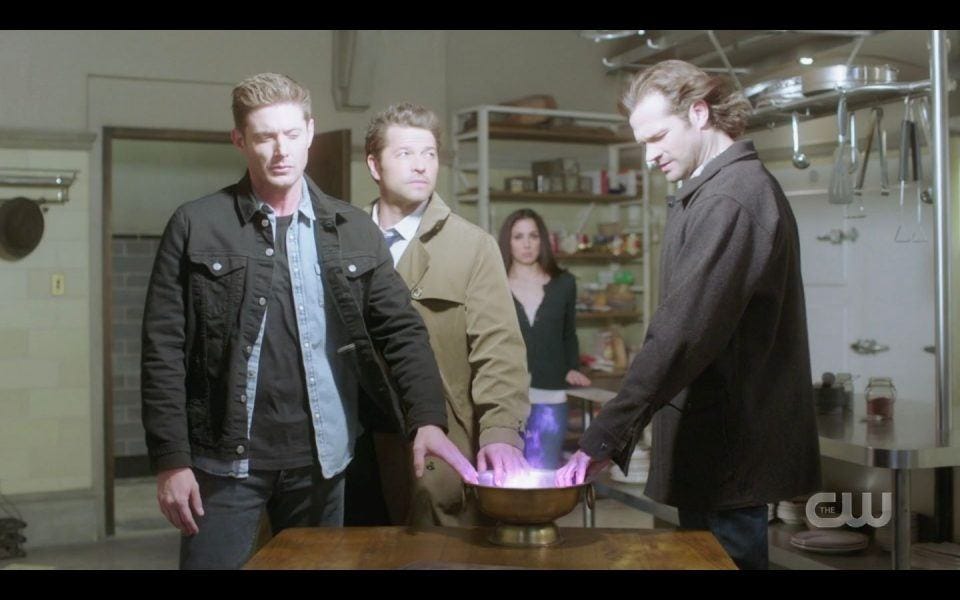 Magic spell blows Sam Winchester Dean and Castiel SPN Magic spell blows Sam Winchester Dean and Castiel SPN